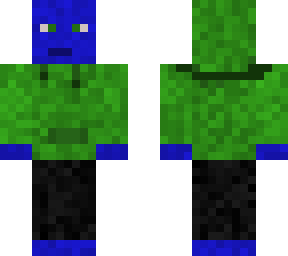 blauer alien mit pulli und hose