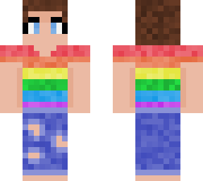 boy with ripped jeans and rainbow shirt