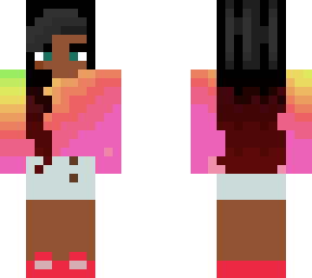 girl in ombr pink to green shirt