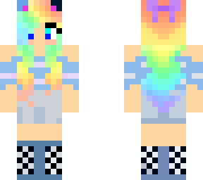 rainbow hair jean shorts girl