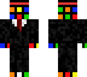 rubiks cube man in suit + hat