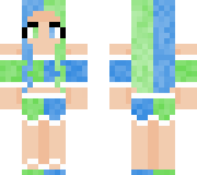 cute aesthetic green and blue girl