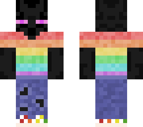 enderman with rainbow shirt, rainbow vans and ripped jeans