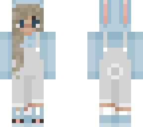 light blue overall onesie (blonde, girl) (chin face)
