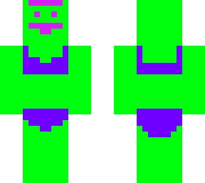 scary green guy in bikini