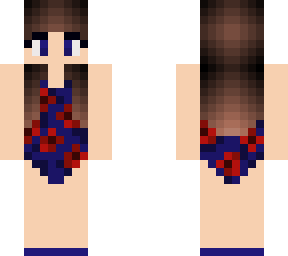 blue and red flower swimsuit girl