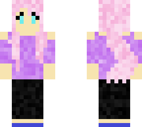 pink hair with purple sleeve less shirt girl chin face
