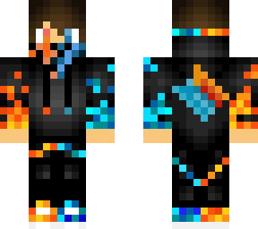 blue and fire hoodie dood with a mask