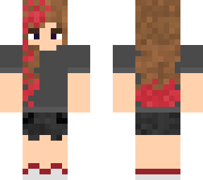 dark girl, red dyed hair, pretty