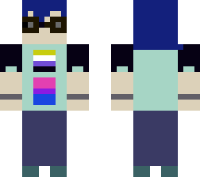 bi and enby flag blue haired *** person