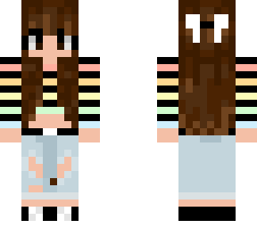 brown-haired girl rainbow shirt