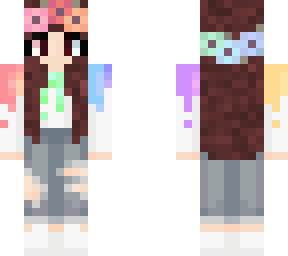 cute girl with rainbow flowers