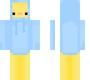 duck wearing blue hoodie and derp face on top