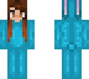 girl in cute blue bunny onsie