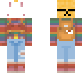 bunny mask better with layers, rainbow jumper and ripped jeans