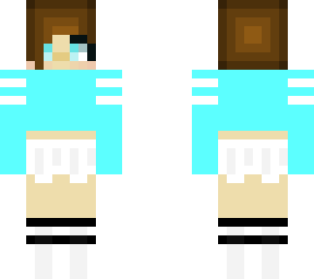 girl in blue shirt and white skirt