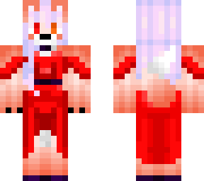 (gravel fox skin) red dress with some purple on it