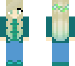 blue green flower crown girl