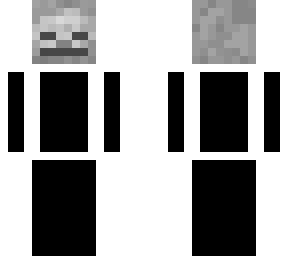 skeleton with black and white suit