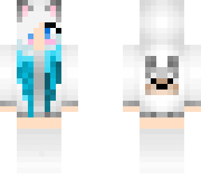 cute wolf girl with blue hair