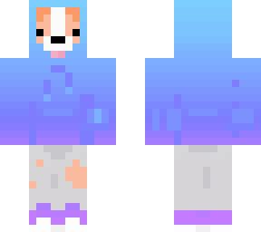dog with blue and purplie hoodie