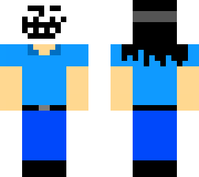 hymn with blue t-shirt troll mask
