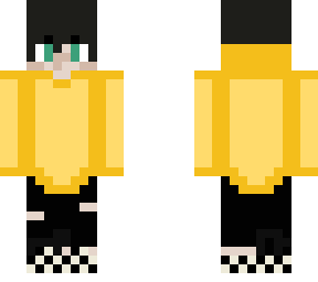 teen with yellow hoodie and checkered vans