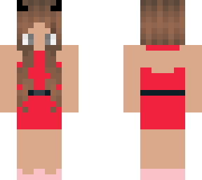 cute devile pink/red dress brown hair gurl