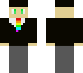 man with suit and hat (rainbow tie)