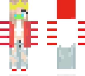blonde girl with red and white hoodie and face mask