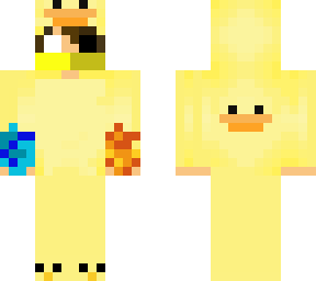 half demon half angel in a duck suit with a mask