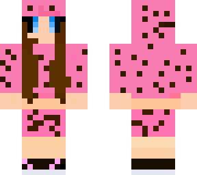 raspberry ice cream girl with chocolate chips and whip cream