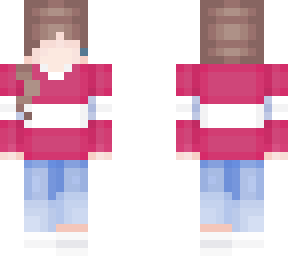 pink and white sweater girl skin