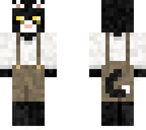 tuxedo cat in overalls