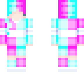 girl skin with pink and blue hair and sweater.
