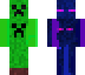 creeper with face + enderman with face