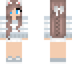 pretty blue eyed girl with brown hair and cat ears