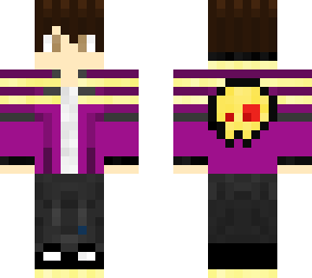 teen purple and gold hoodie w/ red eyed skull on back