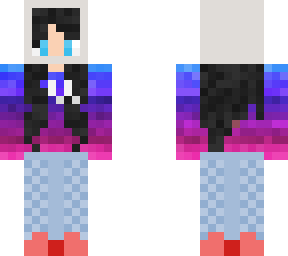 black hair hoodie space-girl
