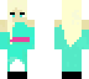 girl in cyan dress