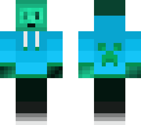 aqua green man with hoodie