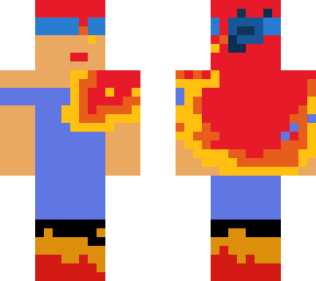fire girl sporting a blue dress and fire boots with a blind fold