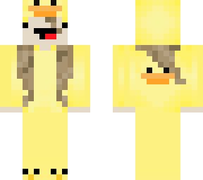 girl w/ brown hair in duck onesie