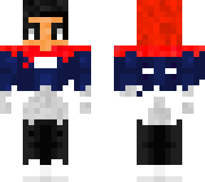 person with red white and blue hoody
