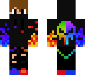 rainbow ninja gamer with fire