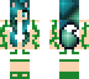 wolf girl with teal and green hair