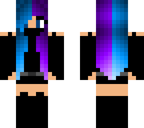 ninja girl - half blue, half violet hair