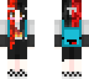 sapnap girl with split dyed hair and skeppy backpack