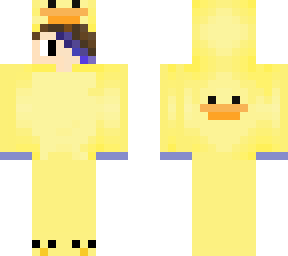 brown and blue hair with duck suit