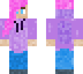 pink haired girl with hoodie